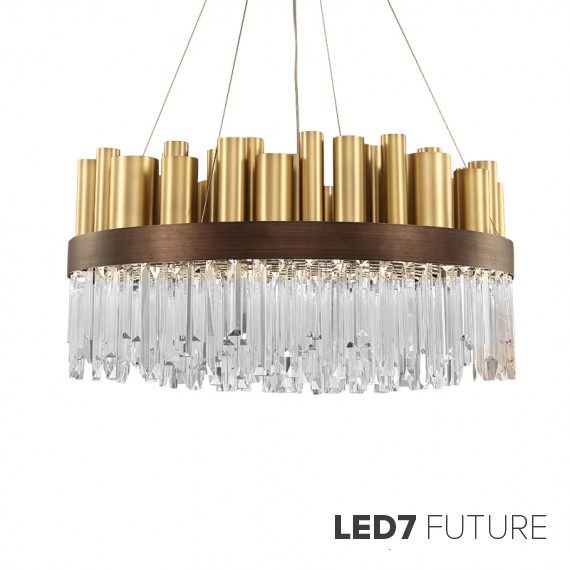 Loft Industry Modern - Gold Tubes & Glass Chandelier